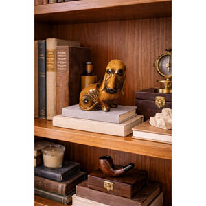 Vintage 60s Porcelain Ceramic Brazil Bloodhound Dog Serious Face Figurine Hound